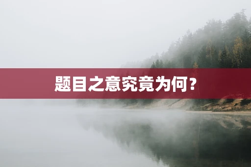 题目之意究竟为何？