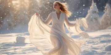 哪首歌适合搭配女子在雪地中翩翩起舞？